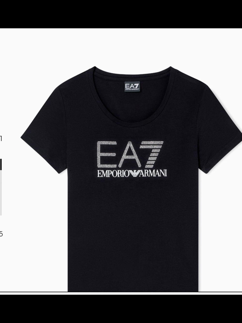 Emporio Armani Black EA7 Rhinestone Logo Short Sleeve Tee Women's